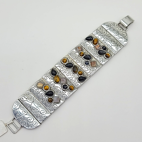 $88 NWTS Brighton "Eye Of The Tiger" Panel Bracelet w Semi-Precious Stones! 🐯 - Picture 2 of 16
